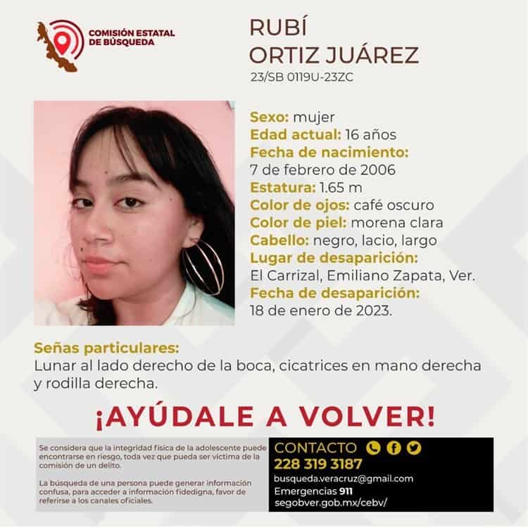 Buscan a adolescente de 16 años desaparecida en Emiliano Zapata, Veracruz