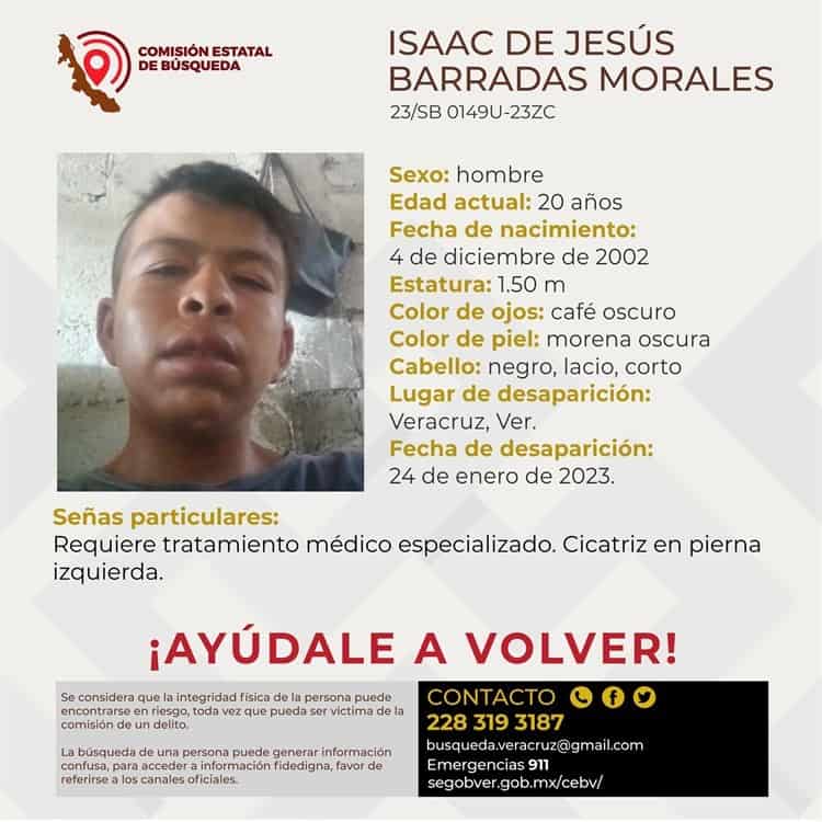 Isaac de Jesús, joven de 20 años, desapareció en calles de Veracruz