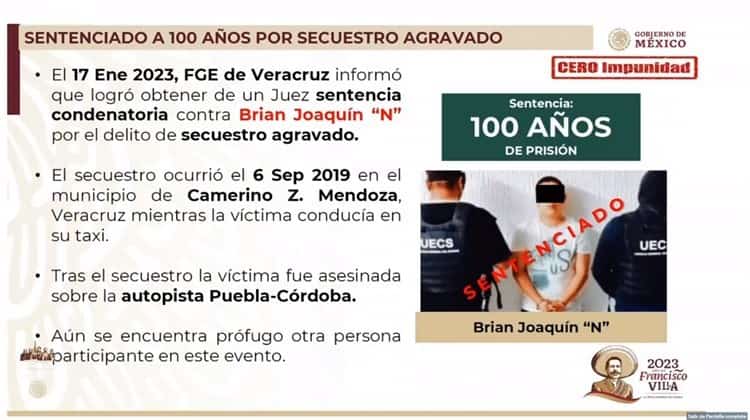 Destaca SSPC sentencia de 100 años a secuestrador en Veracruz