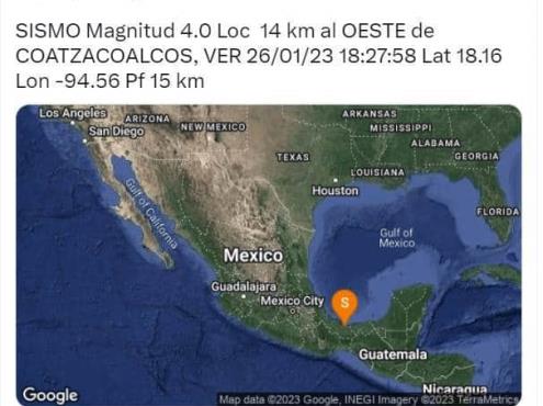 Detectan leve temblor este jueves en Coatzacoalcos