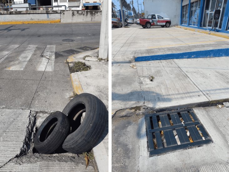 Colocan rejilla nueva a registro dañado en avenida de Veracruz