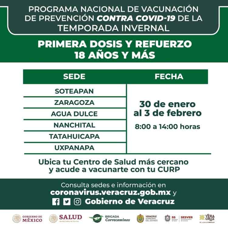 Programa de vacunación contra Covid-19 llega al sur de Veracruz