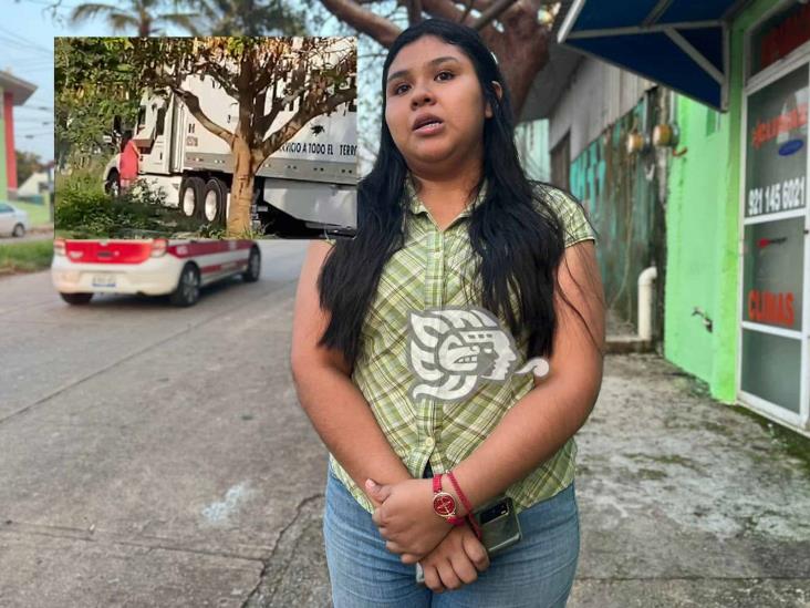 Sheyla, la heroína de la Santa Isabel, en Coatzacoalcos, revela que trailero la golpeó e intentó tirarla