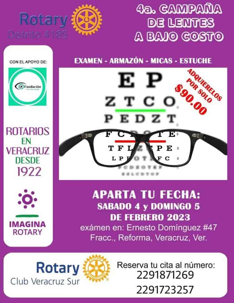 Rotarios realizan 4a campaña de lentes a bajo costo en Veracruz