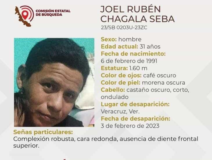 Buscan a Joel, tiene 31 años y desapareció en calles de Veracruz