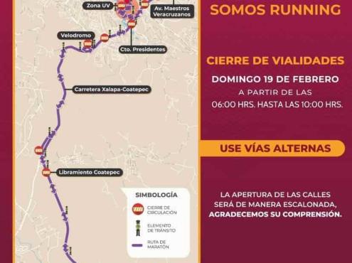 Atención,  cierre vial este domingo en Xalapa