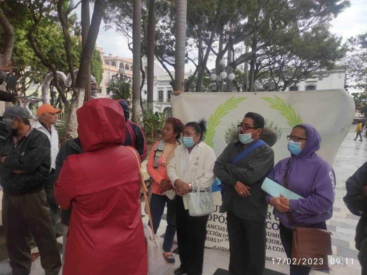 Falsificaron sus firmas para despojarlos de sus tierras; protestan en Zócalo de Veracruz