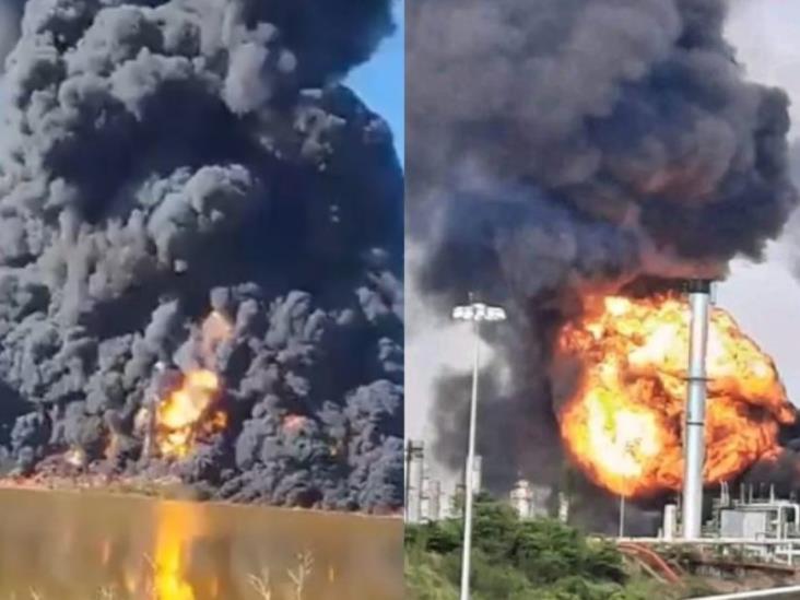 Lamenta AMLO explosión e incendio en Tuzandépetl y refinería de Minatitlán