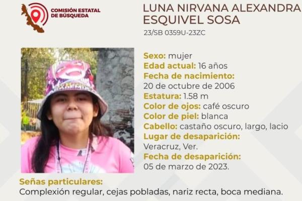 Buscan a Luna Nirvana de 16 años, desapareció en un fraccionamiento de Veracruz