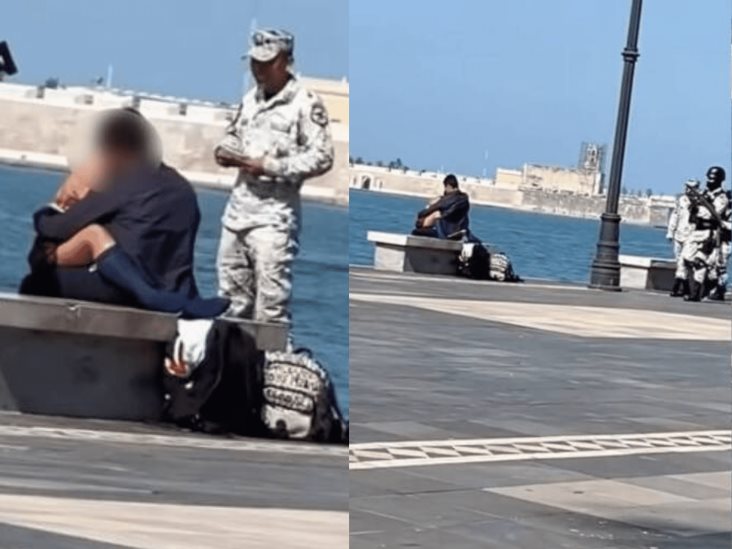 ¡Échenles agua! Guardia Nacional separa a pareja en malecón de Veracruz (+Video)