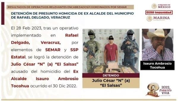 En la mañanera, presentan al presunto asesino del alcalde Rafael Delgado, Isauro Ambrosio Tocohua