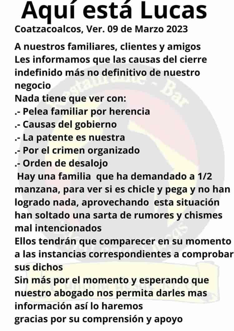 Cierre de Aquí está Lucas fue por tema legal de propiedad