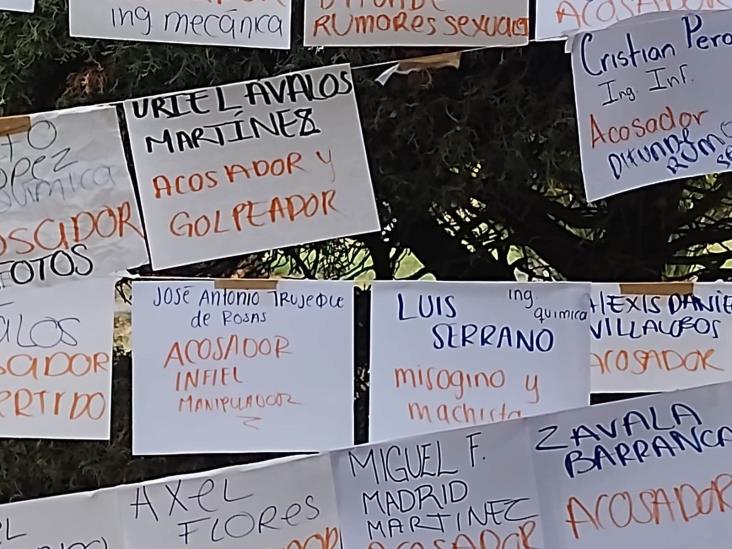 Exhiben en tendedero a presuntos maestros acosadores en Tecnológico de Orizaba