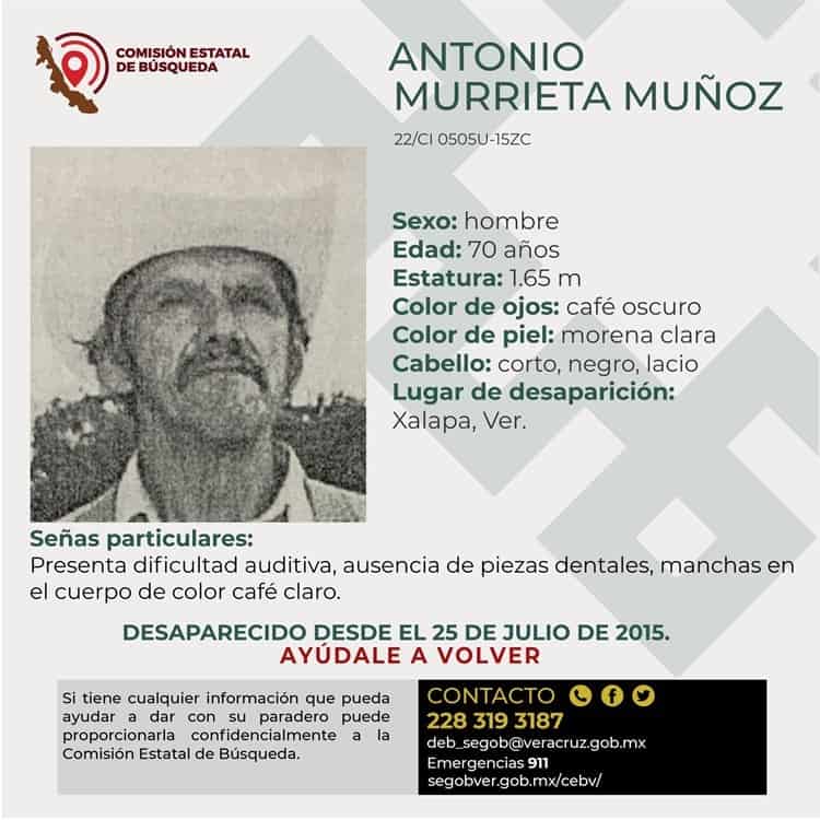 Septuagenario desapareció en Xalapa hace 7 años, siguen buscándolo