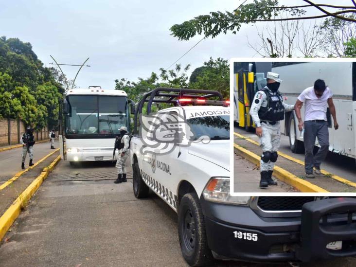 Aseguran tres autobuses con más de 120 migrantes en el sur de Veracruz (+Video)