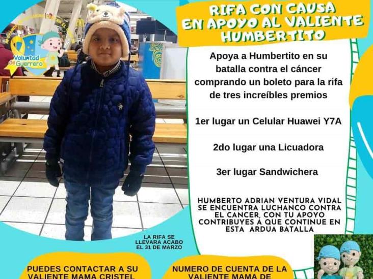 Harán rifa para ayudar a Humberto; enfrenta la leucemia