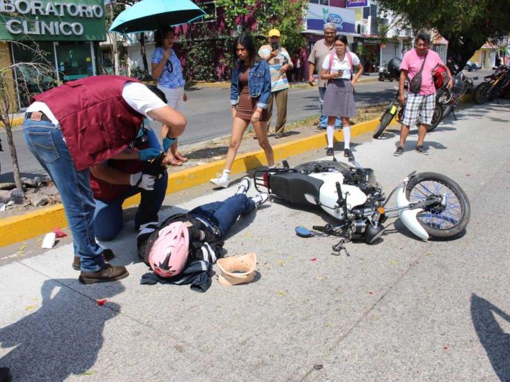 Motociclista se estrella contra camioneta en El Coyol, en Veracruz