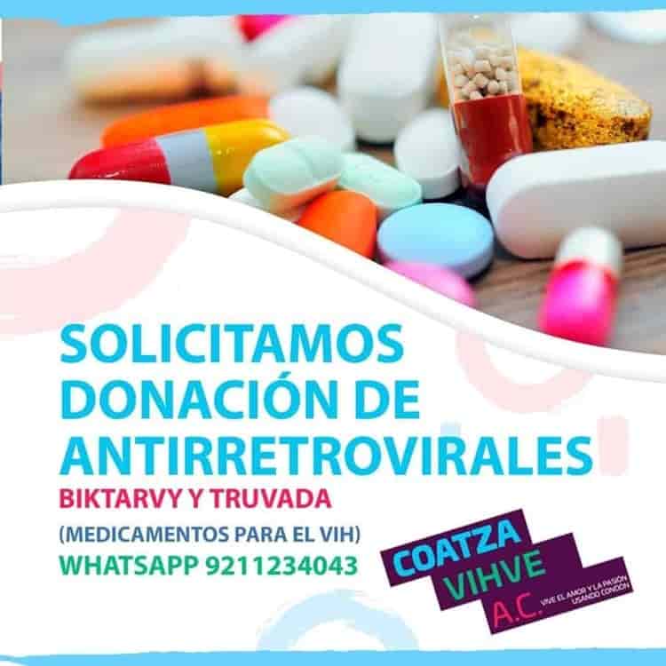 Convoca Coatza VIHve a donación de antirretrovirales