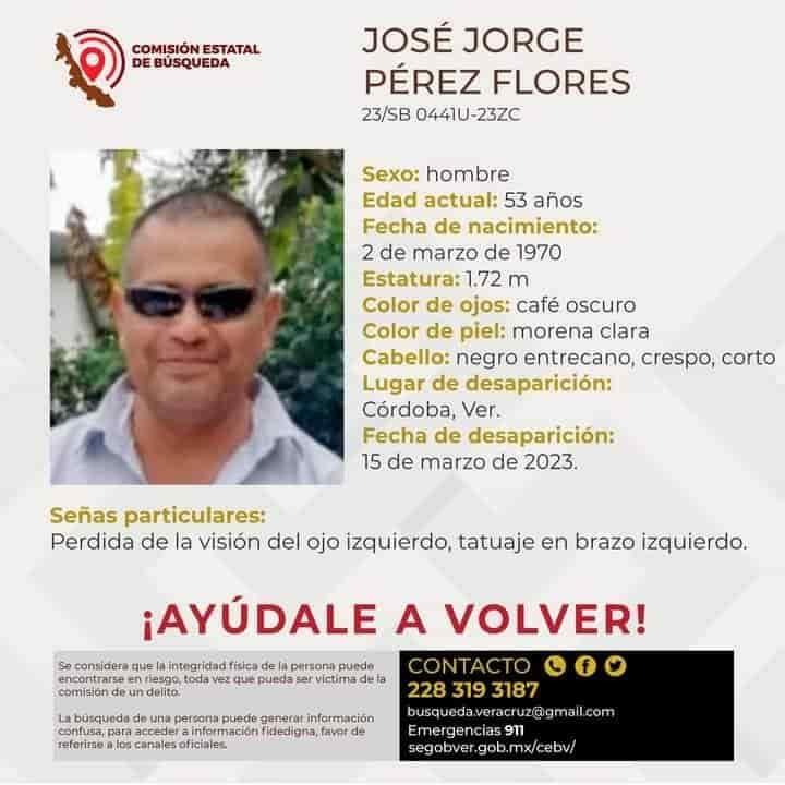 ¿Lo has visto? José Jorge desapareció en calles de Córdoba