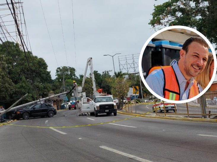 Mantienen cerrado el bulevar Miguel Alemán en Boca del Río, tras choque