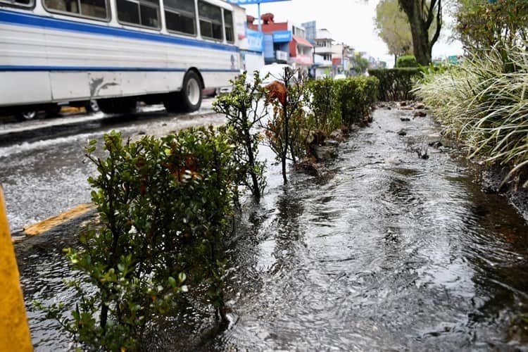 Tremenda fuga de agua potable en la avenida Xalapa frente a la facultad de Economía (+Video)