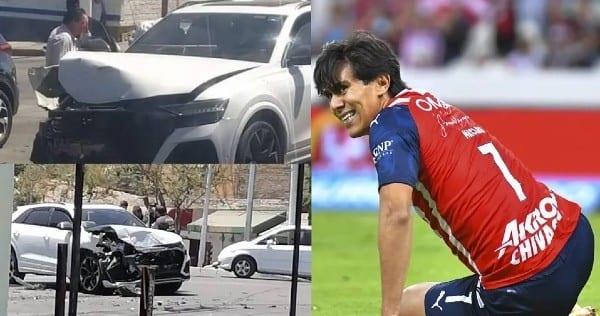 El delantero de las Chivas, José Juan Macías, protagonizó un accidente automovilístico este martes