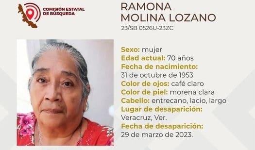 Desaparece doña Ramona en Veracruz; requiere tratamiento médico especial