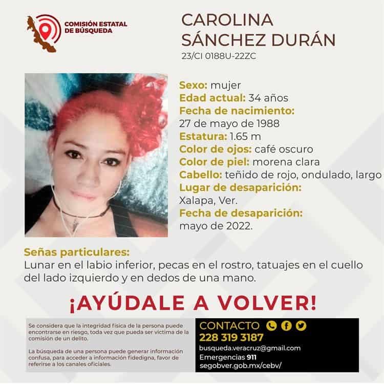 Continúa la búsqueda de Carolina; desapareció en Xalapa desde 2022