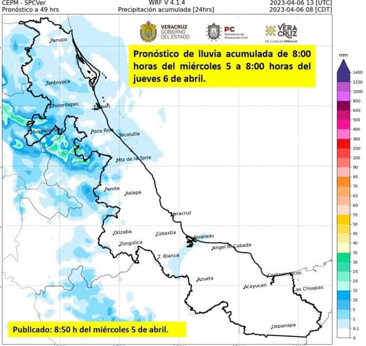 ¡Atento! Frente frío 47 incrementará las lluvias en Veracruz