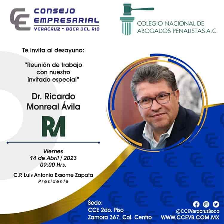 Confirman visita del senador Ricardo Monreal a Veracruz