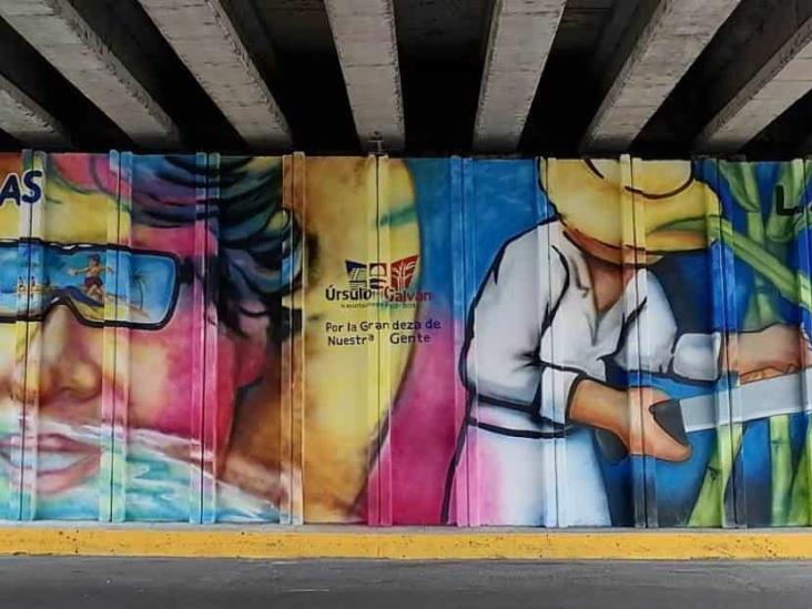 Inauguran mural en bajos del puente vehicular de Cempoala