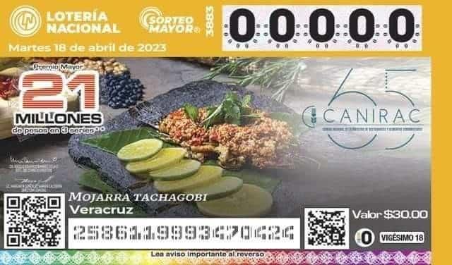 Mojarra Tachogobi, platillo de Veracruz en billete de Lotería Nacional