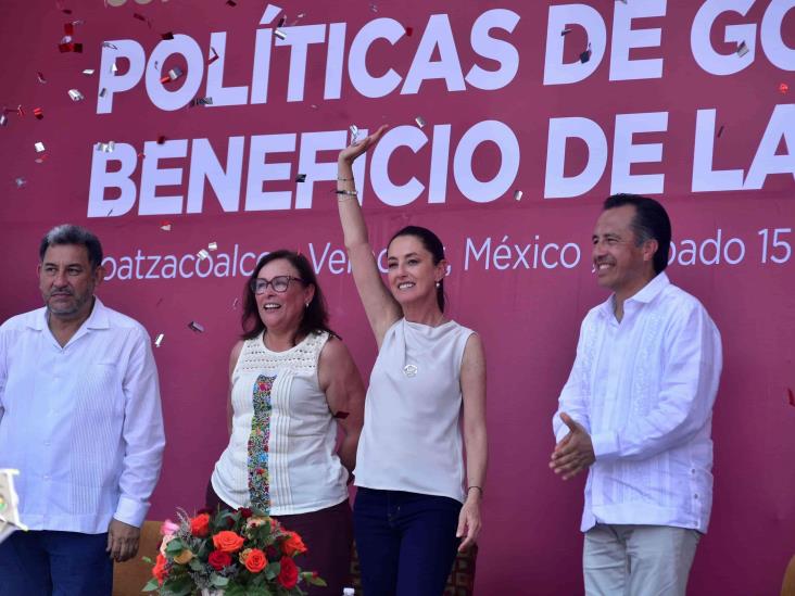 Lluvia de elogios cae sobre Sheinbaum y Nahle en evento multitudinario en Coatzacoalcos