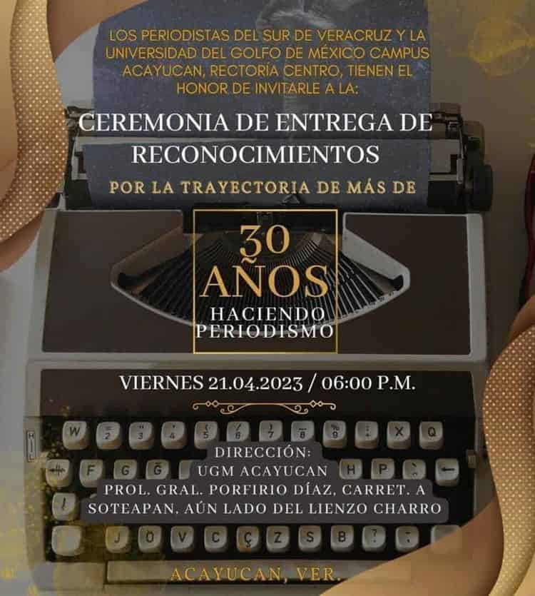 Periodistas con más de 40 años de carrera serán reconocidos en Acayucan