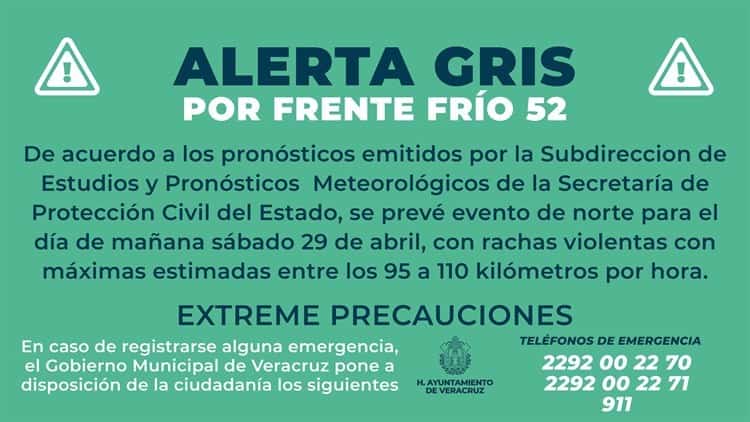 Emiten Alerta Gris en Veracruz por Frente Frío 52