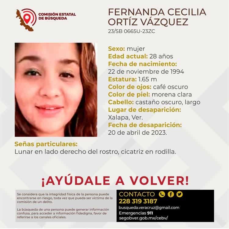 Fernanda está desaparecida en Xalapa desde el 20 de abril