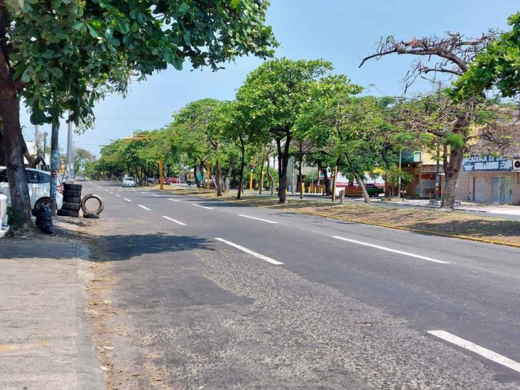 Calles de Veracruz lucen vacías por el Día del Trabajo