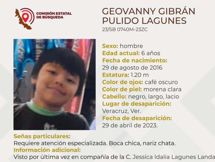 Buscan a Geovanny Gibrán de 6 años; desapareció en Veracruz