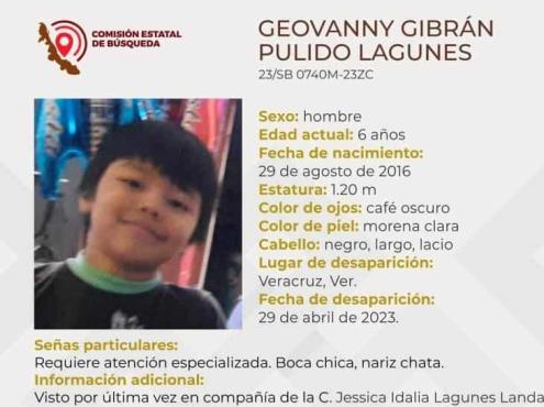 Geovanny Gibrán, de 6 años, desapareció en Veracruz