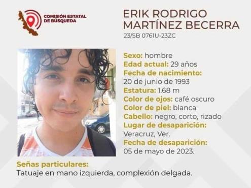 Erick Rodrigo lleva 24 horas desaparecido en Veracruz