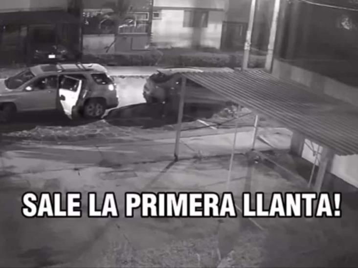 Hampa reina en Xalapa, video revela robo de neumáticos en menos de 5 minutos