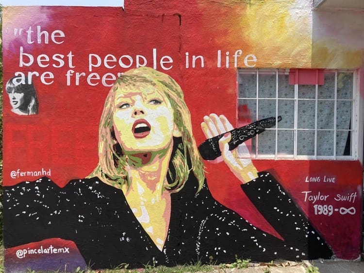 ¡Atención swifties jarochas! Daniel Fermán crea mural de Taylor Swift en Veracruz