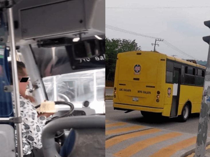Celebran con pastel a chofer de camión urbano en Xalapa