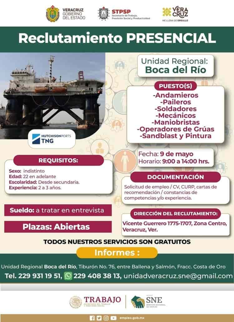 ¿Buscas empleo? Empresa portuaria contrata en Veracruz