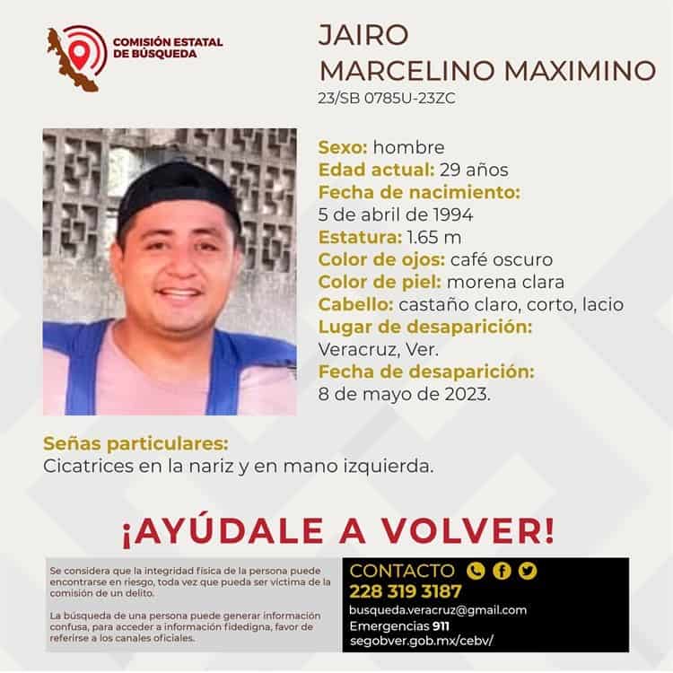 Jairo Marcelino lleva desaparecido 4 días en Veracruz, urge su localización