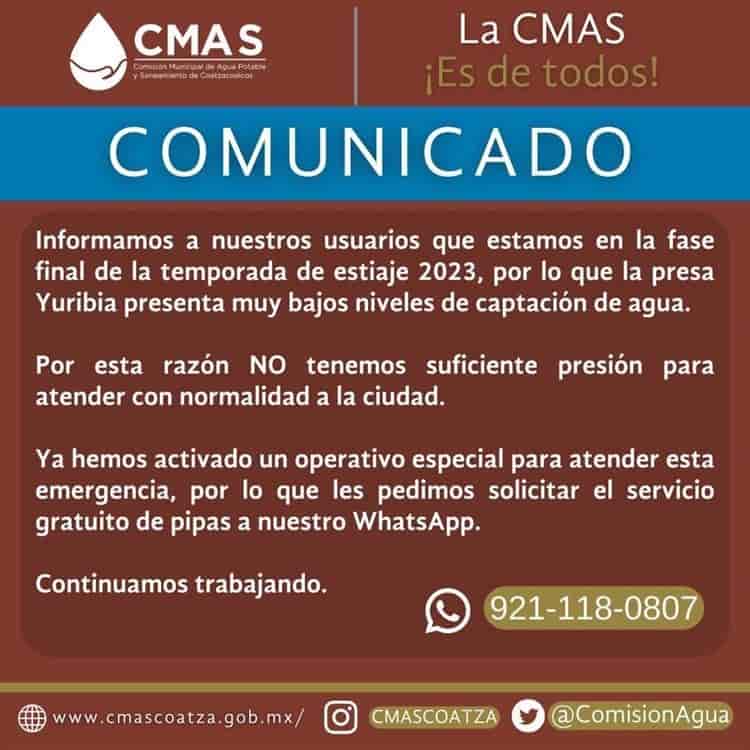 Manantiales salvan a Coatzacoalcos del estiaje; aplica CMAS operativo especial (+Video)