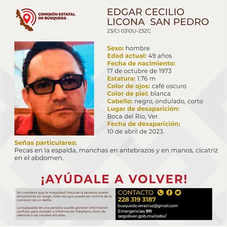 Buscan a Edgar Cecilio desapareció en Boca del Río