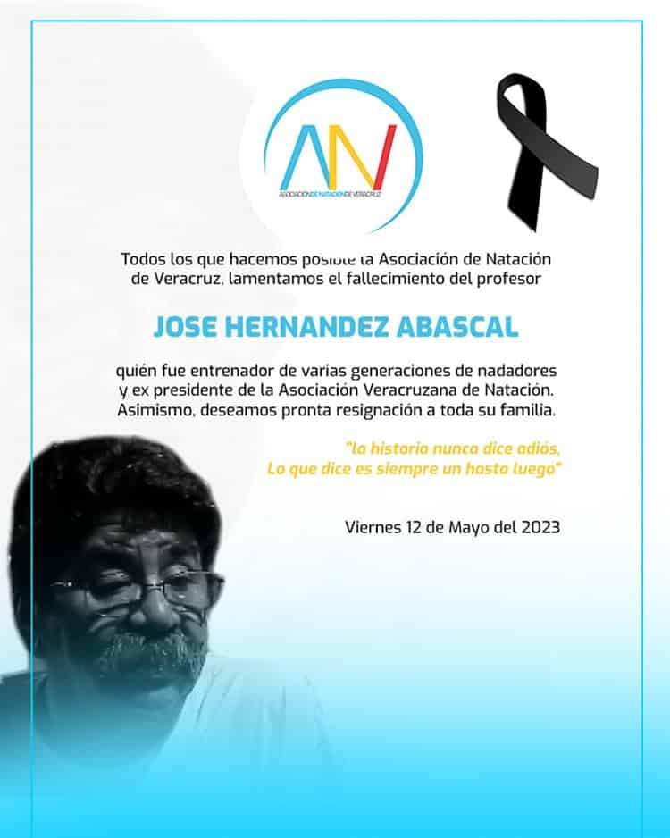 Fallece José Hernández Abascal, reconocido entrenador de natación en Veracruz