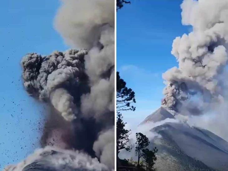 ¡Amaneció bravo! Siguen explosiones y exhalaciones en el volcán Popocatépetl