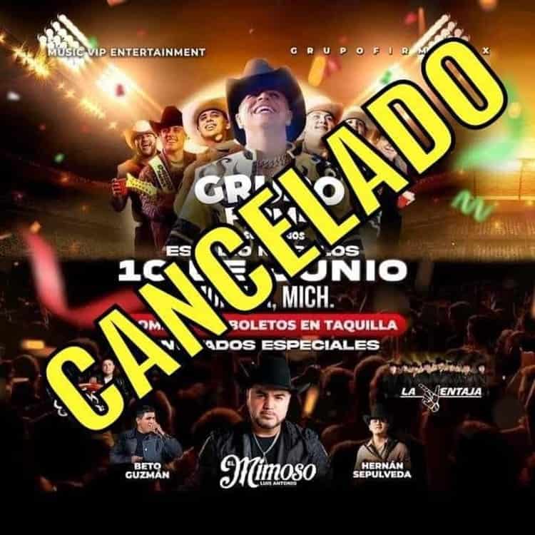 Cancelan concierto de Grupo Firme en Veracruz